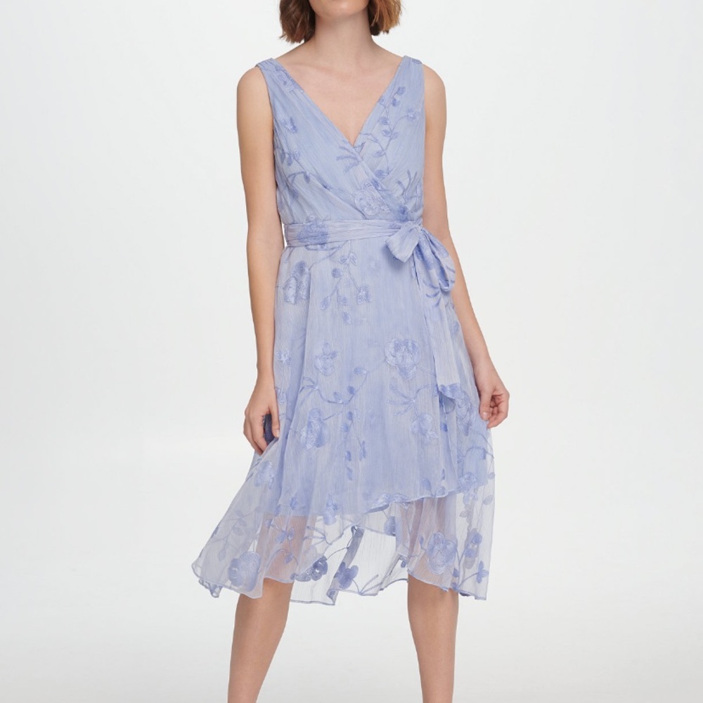 DKNY sleeveless faux wrap dress 14 NWT $139